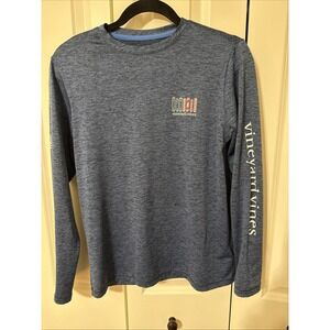 Boys Vineyard Vines US Snowboards Long Sleeve Harbor Blue Performance T Large 16